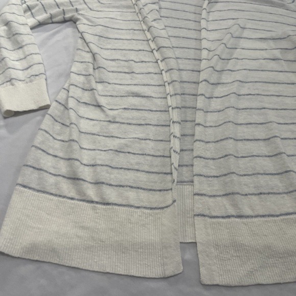 Cynthia Rowley Striped Hooded Cardigan Sweater Nautical Medium 100% Linen M - Picture 2 of 8